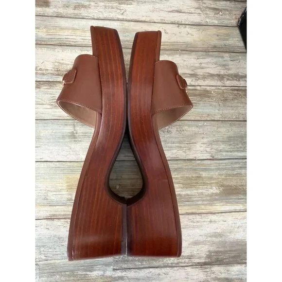 Lauren Ralph Lauren Roxanne Slide Sandals Polo Tan Leather Heel Size 11 NEW - Picture 7 of 15